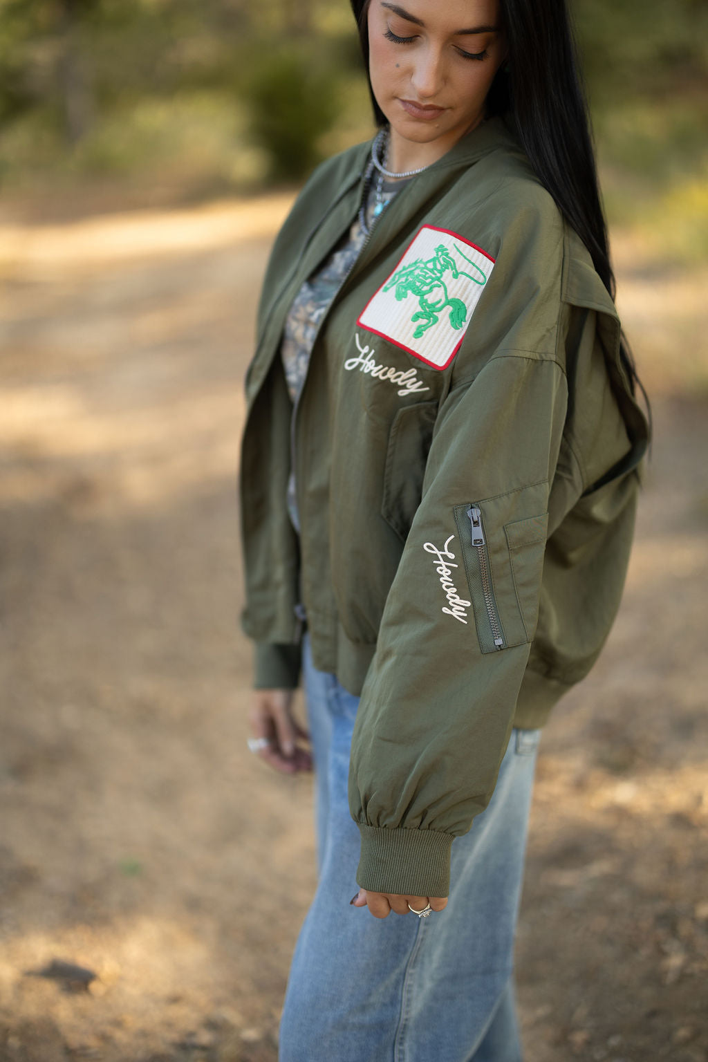 Embroidered Western Bomber Jacket