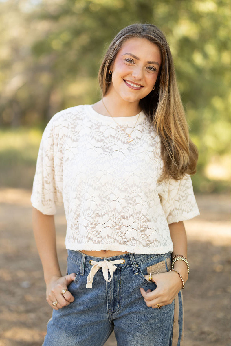 Floral Lace Cropped Top