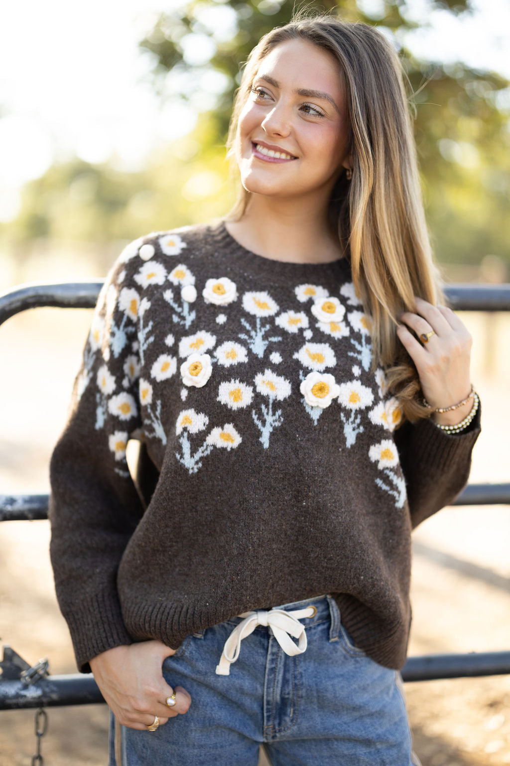3D Daisy Knit Sweater
