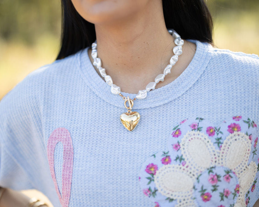 Pearl Heart Charm Necklace
